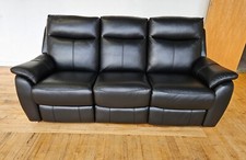 World of Leather Snug 3 Seater Leather Power Recliner Sofa, Black