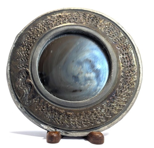 Handmade raku gold mirror - handmade,
