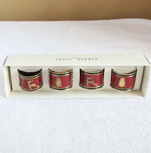 Set brass napkin rings red - brass,