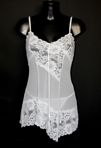 White lace camisole sheer mesh - white,