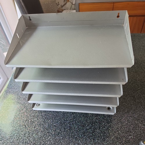 Vintage grey metal shelf - metal, 5