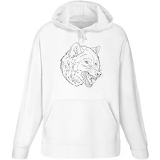 'Snarling Wolf Head' Adult Hoodie / Hooded Sweater (HO053206)