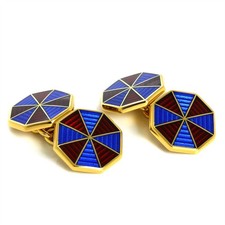 9ct Gold Blue & Red Enamel