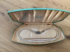 Boxed Vintage 1960s Felicity Simulated Pearl Necklace Silver Clasp 
