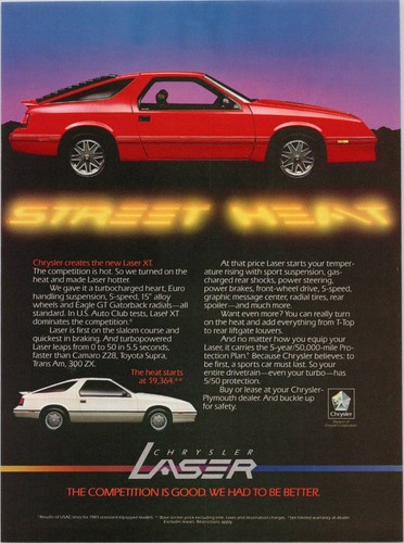 Chrysler laser 1986 print - print, ad