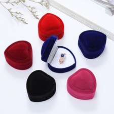 Heart Velvet Ring Box Jewelry Rings Storage Case Engagement Wedding Gift Boxes