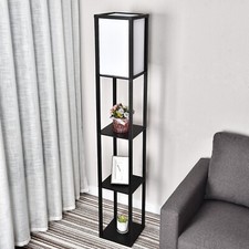Floor Lamp with Shelves 3-Tier Modern Storage Standing Reading Light Home Black