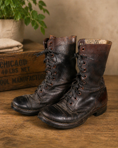 Vtg military combat boots - military,