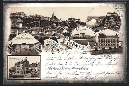 Lithograph leisnig barracks - leisnig,,