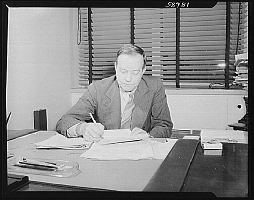 Photo 1930s man writing - writing, at