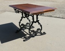 Strong Attractive Cast Iron and Oak Garden Table