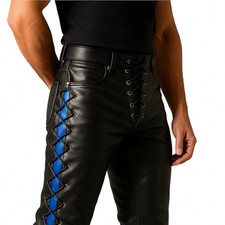 Men’s Blue Striped Leather