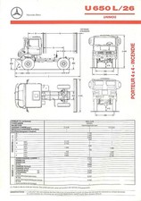 1990 MERCEDES UNIMOG / U 650L-26 CARRIER 4 X 4 FIRE / TECHNICAL SHEET