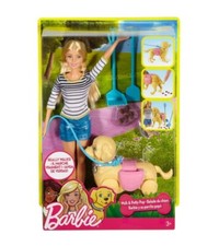 BARBIE • Walk & Potty Pup Doll Puppy and Accessories • DWJ68 **BRAND NEW**