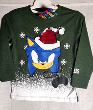 Boys age 3 new with tags bottle green lightweight Sonic Christmas jumper by Next
