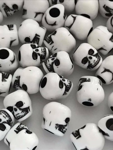 Skull beads plastic black - plastic,