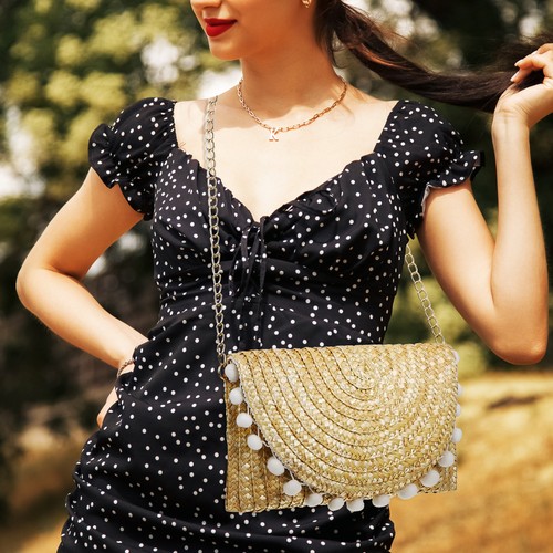 Straw clutch bags woven - bags,