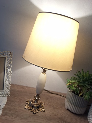 Vintage alabaster and brass