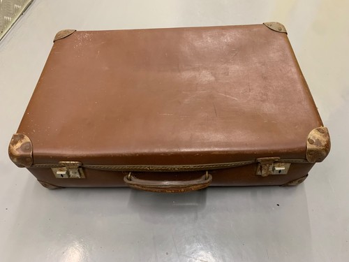 Vintage suitcase brown leather - vintage,