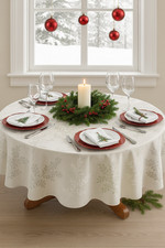 Elegant Christmas Holiday Table Setting with Red Plates & Candle Centerpiece – F