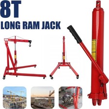 8Ton Hydraulic Long Ram Hoist Jack Pump Lift Replace Spare Engine Crane Workshop
