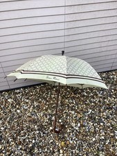 Vintage 70s 80s Nina Ricci Umbrella- Wood Handle - Spell Out Logo Design