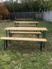 Large 3x3 Piece Wooden Folding Picnic Beer Table Bench Trestle Patio Outdoor Set