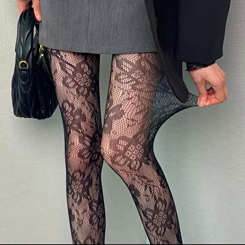 Women black geometric mesh - black,