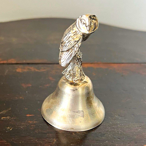 Silver plated bell with - with, owl