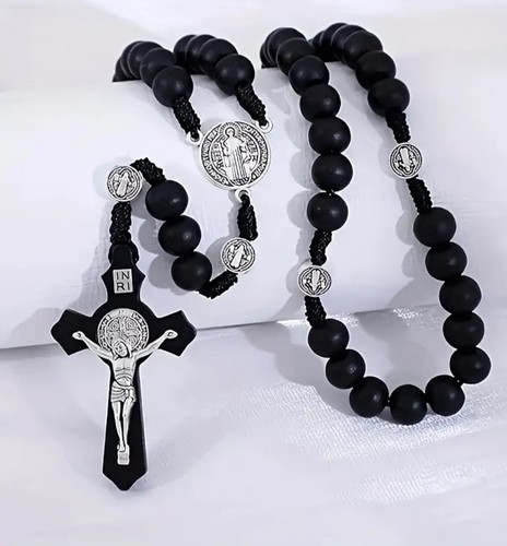 Black wooden rosary with - wooden,