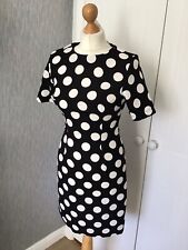 Ladies Size 8 Black/white Spot Short Sleeved Dress by Real Form London