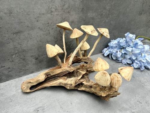 Hand carved wooden mushroom - wooden,