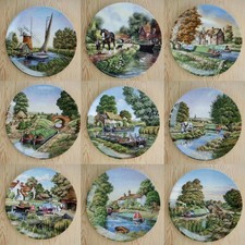 9 Vintage 1980s Plates Romance of the Waterways Life on Royal Worcester/Doulton