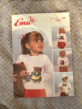 Emu 6802 Cute Animals Intarsia Sweater Knitting Pattern Booklet