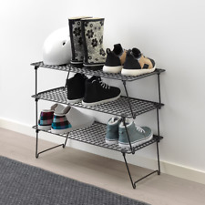 1x IKEA GREJIG Shoe Rack 58x27x17cm Stackable Foldable BLACK No Assembly Needed