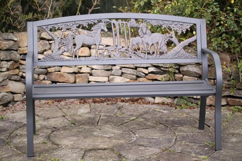 Cast iron unicorn bench - bench, steel