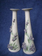 vintage 1970s  CHESSELL POTTERY CP STUDIO ISLE of WIGHT PAIR TALL VASES floral