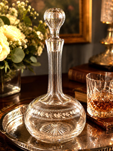 Antique etched glass globe - etched,