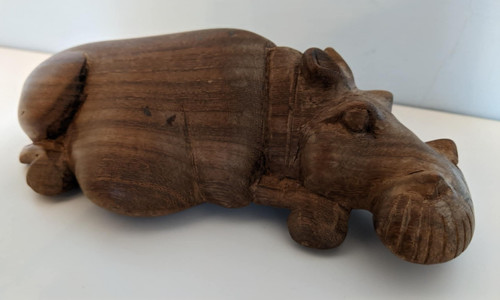 Vintage carved wooden hippo - vintage,