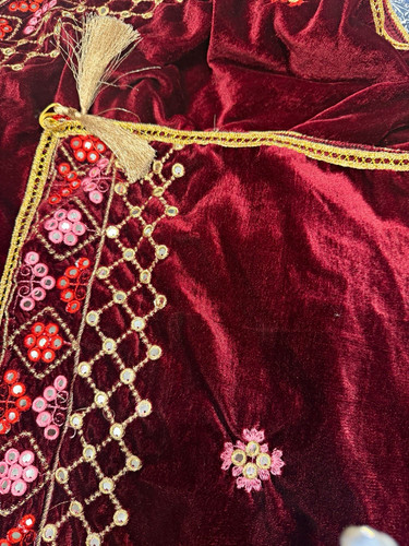 Burgundy velvet floral - velvet,