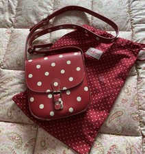Cath Kidston Vintage Red Polka Dots Turn Lock Leather Saddle/Crossbody Bag BNWOT