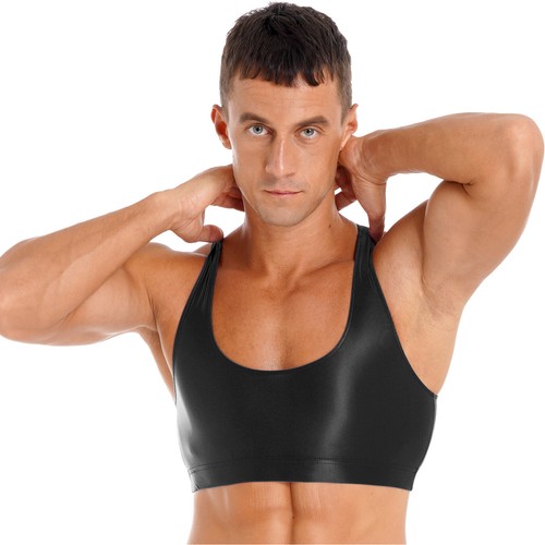 Mens wet look leather crop - look,