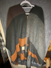 Unisex Soft Wool Blend Poncho Blanket Boho Style, One Size, Festival Cosy Hippy