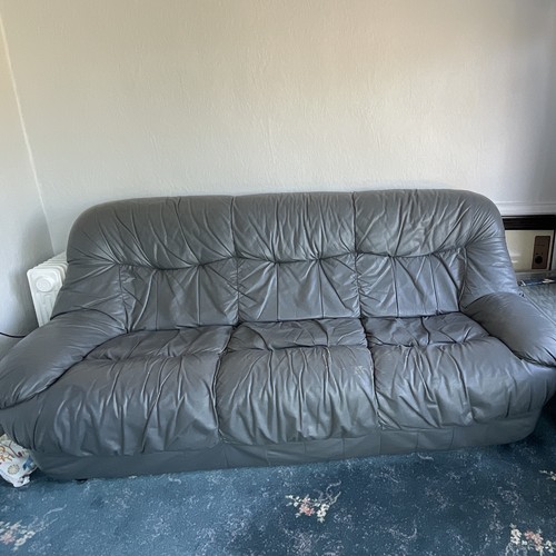 Grey leather seater sofa - grey, 3-seater