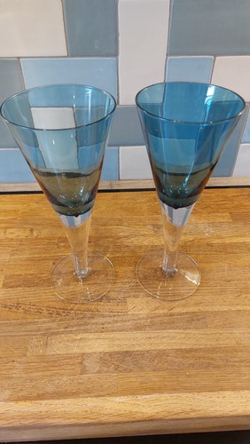 Pair hand blown blue - blown, and