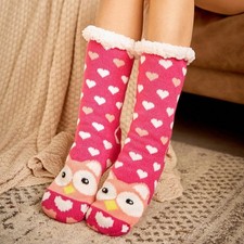 Women Cosy Owl Sherpa Socks