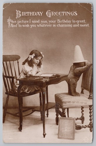 Rppc birthday greetings little - rppc,