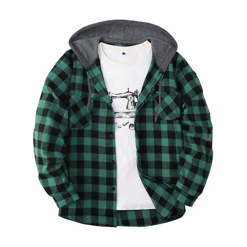 Hooded flannel shirt for men - hooded,