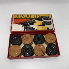 Vintage set of 24 moulded plastic Draughts in box by KC of London