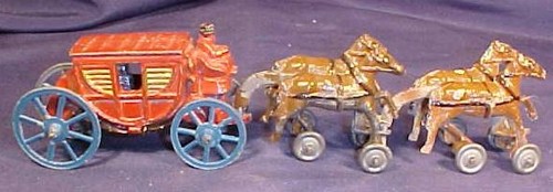 Vintage pot metal stagecoach - pot,